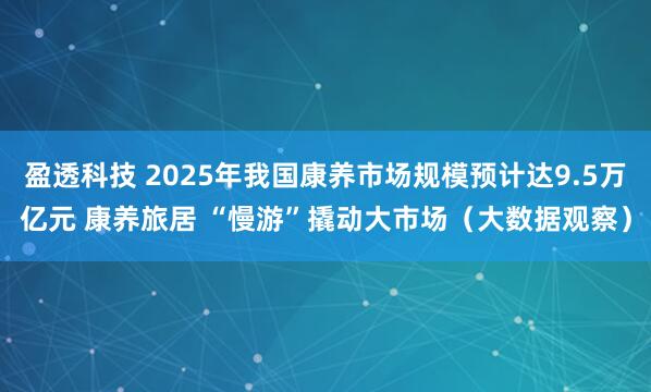 盈透科技 2025年我国康养市场规模预计达9.5万亿元 康养旅居 “慢游”撬动大市场（大数据观察）